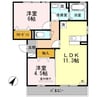 オッツ多治米 2LDKの間取り