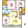 グランドゥールフジイ 3LDKの間取り