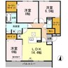 グランドゥールフジイ 3LDKの間取り