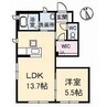 クレセオセブン　A棟 1LDKの間取り