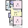 ミニョン（山手町） 2DKの間取り