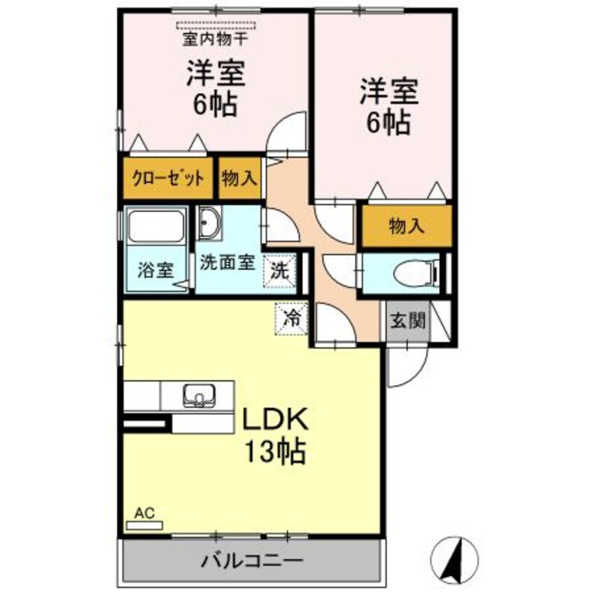 間取図 ソレイユ千田　Ｂ棟