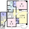 ヴィラ・クレール 2LDKの間取り