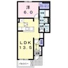 セレーナB（瀬戸町） 1LDKの間取り
