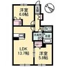 ガーデンズ多治米　Ａ棟 2LDKの間取り