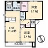 アンシャンテ（新涯） 2LDKの間取り