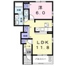 リヴィエール　ロジュマン 1LDKの間取り