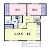 ニューエルディム増成 2LDKの間取り
