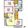 D-room紗都 3LDKの間取り