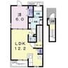 グランローゼ加屋Ⅱ 1LDKの間取り