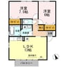 ジュアン　ボヌール　Ａ棟 2LDKの間取り