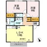 ジュアン　ボヌール　Ａ棟 2LDKの間取り
