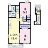 アンフィニ　フレンディア２　Ｃ 2LDKの間取り