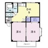 シティハイツ　クリスタル 2DKの間取り