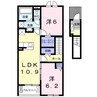 ラ　ヴィ　ベール　Ⅲ 2LDKの間取り