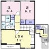 ハイブリッヂハピネスB 2LDKの間取り