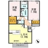 リビングタウン福山東　A棟 2LDKの間取り