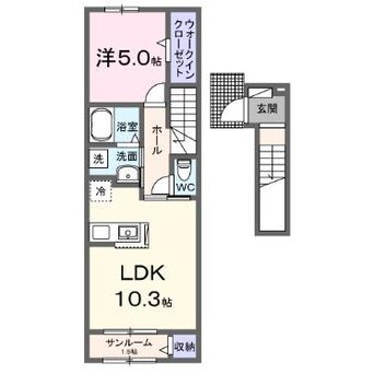 間取図 グリーン　オレンジ　B