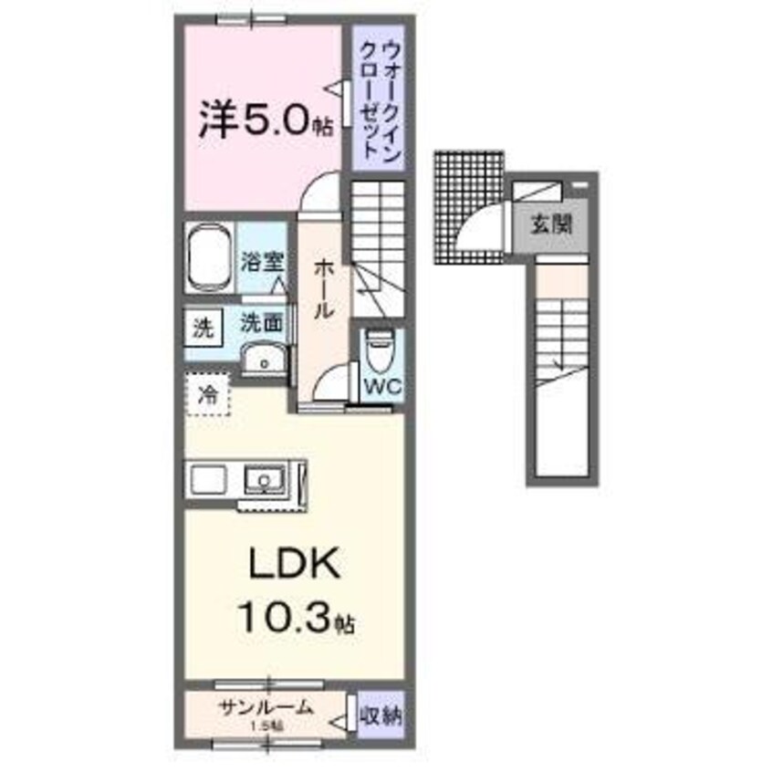 間取図 グリーン　オレンジ　B