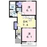 サンヒルズＭ　Ⅰ 2DKの間取り