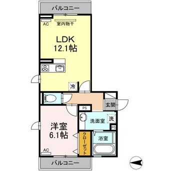 間取図 D-roomトラベシア