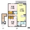 D-ROOM川北 2LDKの間取り