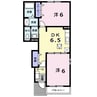 オアゾ芦水館 2DKの間取り