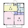 シティハイツ藤井 2Kの間取り