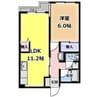 レジデンス霞町 1LDKの間取り