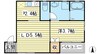 エクセルコート加里屋 1LDKの間取り