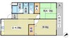 西三木マンション 2DKの間取り