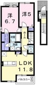 カーサ　エンジェル 2LDKの間取り