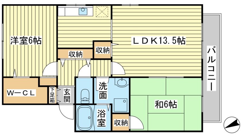 間取図 リビング山手