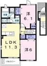 エクセレント　アベニュー 2LDKの間取り