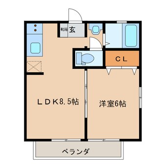 間取図 日豊本線/宮崎神宮駅 徒歩25分 1階 築20年