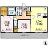 アルモニーＡ.Ｂ 2LDKの間取り