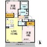 ウエストヴィレッジⅡ 2LDKの間取り