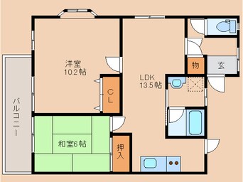 間取図 宮崎交通バス（宮崎市）/地蔵田 徒歩6分 2-2階 築35年