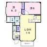 レフィナードⅡ 2LDKの間取り