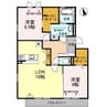 グレースフル華　A棟 2LDKの間取り