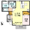 spur(ｼｭﾌﾟｰﾙ）　A棟 1LDKの間取り