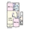 グラース峰Ⅱ 2LDKの間取り