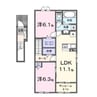 イエローキャロル 2LDKの間取り