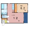 パロス守口 1LDKの間取り