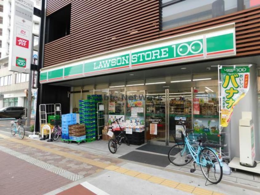 ローソンストア100関目高殿店(コンビニ)まで438m プレジオ関目