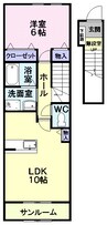 メゾン早坂２番館 1LDKの間取り