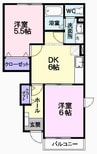 ヴァン・ラフィーネ 2DKの間取り