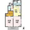 パルク オベルジーヌ Ａ 2DKの間取り