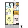 ルミエール篭田 1LDKの間取り