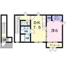 ル・シェモア 1DKの間取り